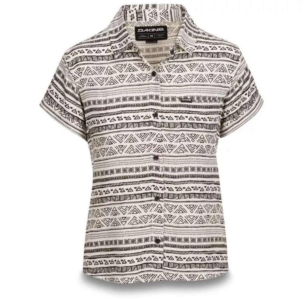 Dakine Womens Button Up Shirt Geometric Boho Black and Sand NWT